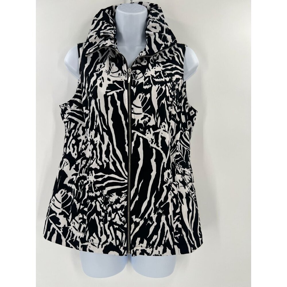 Chico's Women 0 (US S)‎ Zebra Print Sleeveless Zip-Up Vest Jacket Layering - Picture 6 of 6